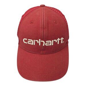 Carhartt Canvas Mesh Back Logo Graphic Cap Hat Snapback Trucker Baseball Red